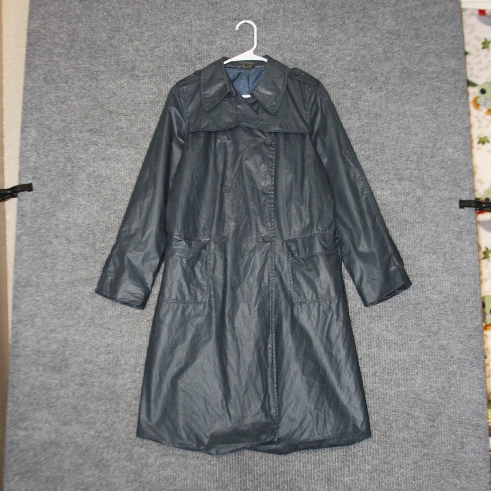 Hilary Radley Trench Coat Women 4 Blue Coated Cotton Double Breasted Long Jacket